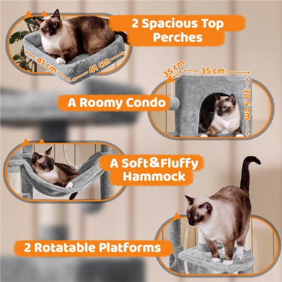 Yaheetech Light Grey 150cm Multilevel Cat Tower Large Cat Tree with Condo & Plush Perch & Scratching Post