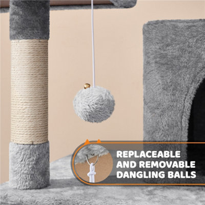 Yaheetech Light Grey 150cm Multilevel Cat Tower Large Cat Tree with Condo & Plush Perch & Scratching Post