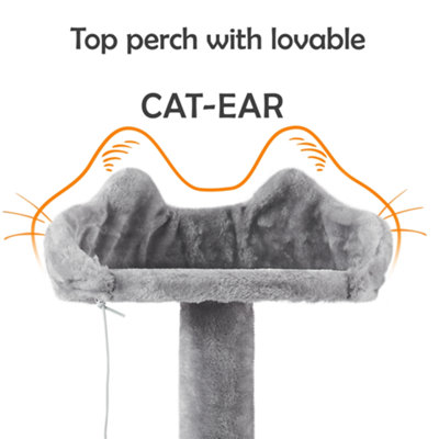 Yaheetech Light Grey 158cm Multilevel Cat Tree Plush Cat Tower Medium