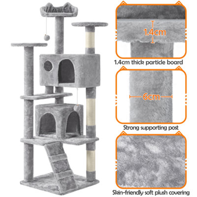 Yaheetech Light Grey 158cm Multilevel Cat Tree Plush Cat Tower Medium