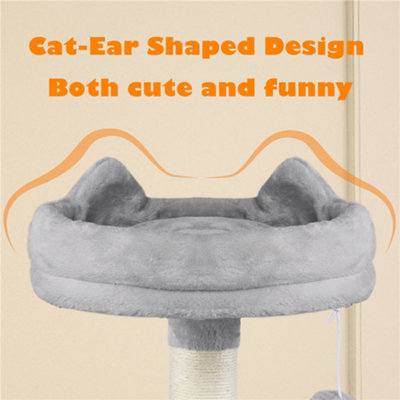 Yaheetech Light Grey 158cm Multilevel Cat Tree Tower with 2 Condos & Scratching Post