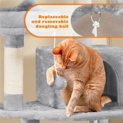 Yaheetech Light Grey 158cm Multilevel Cat Tree Tower with 2 Condos & Scratching Post