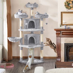 Yaheetech Light Grey 175cm Large Cat Tower with Caves Condos Platforms