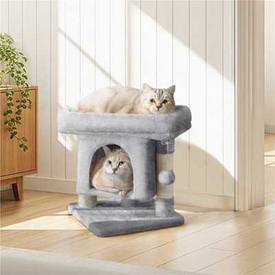 Yaheetech Light Grey 2 Level Multifunctional Cat Tree with Condo and ...