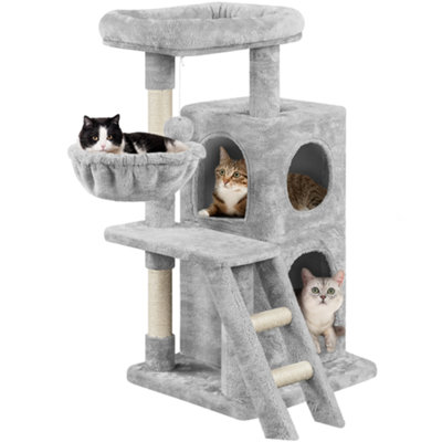 Yaheetech Light Grey 94cm Multilevel Cat Tree Plush Cat Tower Small