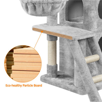 Yaheetech Light Grey 94cm Multilevel Cat Tree Plush Cat Tower Small
