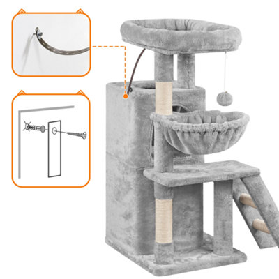 Yaheetech Light Grey 94cm Multilevel Cat Tree Plush Cat Tower Small