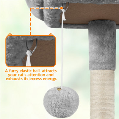Yaheetech Light Grey 94cm Multilevel Cat Tree Plush Cat Tower Small