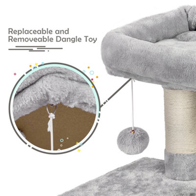 Yaheetech Light Grey 96.5cm 4-Level Cat Tree Tower with Condo Plush Perch & Scratching Posts