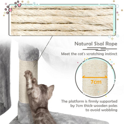 Yaheetech Light Grey 96.5cm 4-Level Cat Tree Tower with Condo Plush Perch & Scratching Posts