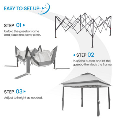 Yaheetech Light Grey/Dark Grey 3.3x3.3m Pop-Up Gazebo Tent with 4 Mesh Sidewalls - 4