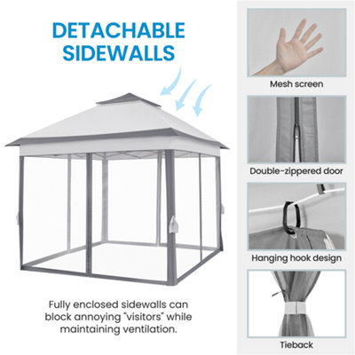 Yaheetech Light Grey/Dark Grey 3.3x3.3m Pop-Up Gazebo Tent with 4 Mesh Sidewalls - 7