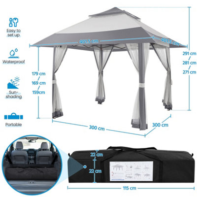 Yaheetech Light Grey/Dark Grey Pop-Up Gazebo Tent with