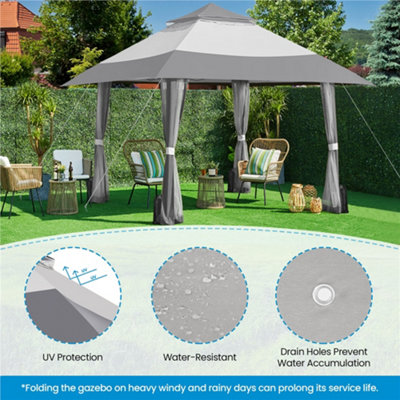 Yaheetech Light Grey/Dark Grey Pop-Up Gazebo Tent with