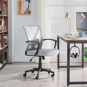 Yaheetech Light Grey Ergonomic Mid-back Swivel Mesh Office Chair