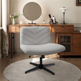 Yaheetech Light Grey Fabric Swivel Desk Chair with No Arms