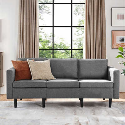 Yaheetech Light Grey Fabric Upholstered 3-Seater Sofa Couch