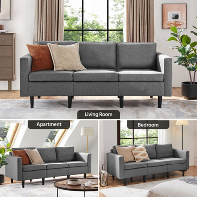 Yaheetech Light Grey Fabric Upholstered 3-Seater Sofa Couch