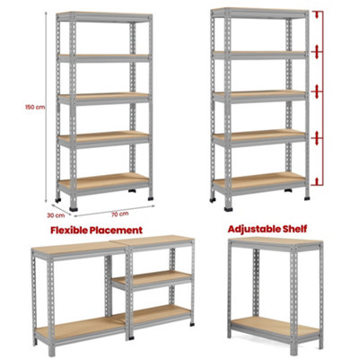 Yaheetech Light Grey Metal 5 Tiers Boltless Storage Shelf for Warehouse Home