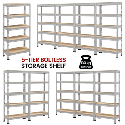 Yaheetech Light Grey Metal 5 Tiers Boltless Storage Shelf for Warehouse Home