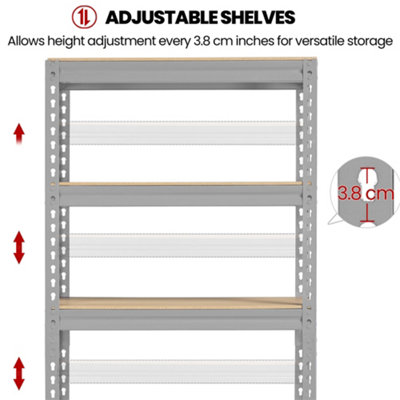 Yaheetech Light Grey Metal 5 Tiers Boltless Storage Shelf for Warehouse Home