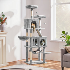 Yaheetech Light Grey Multi Level Cat Tree with 2 Cozy Perches