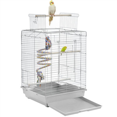Yaheetech Light Grey Open Top Metal Bird Cage w/ Open Play Top