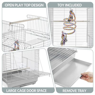 Yaheetech Light Grey Open Top Metal Bird Cage w/ Open Play Top - 4