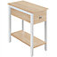 Yaheetech Light Oak 1 Drawer Side Table 2-Tier End Table with Open Shelf
