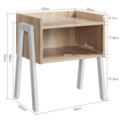 Yaheetech Light Oak Industrial Side Table with Open Front