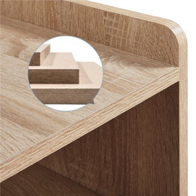 Yaheetech Light Oak Industrial Side Table with Open Front