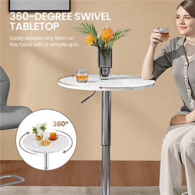 Yaheetech Marble Height-Adjustable Pub Round Table with Swivel Tabletop