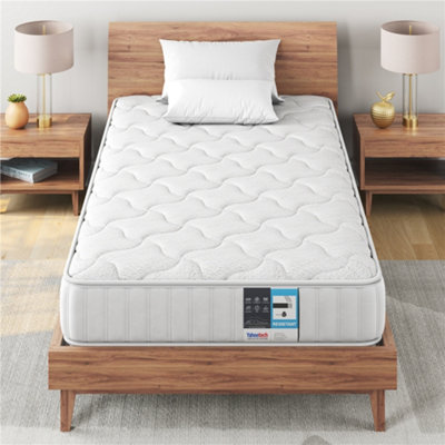 Yaheetech Mattress Pocket Coil Memory Foam Medium Firm - White / Single