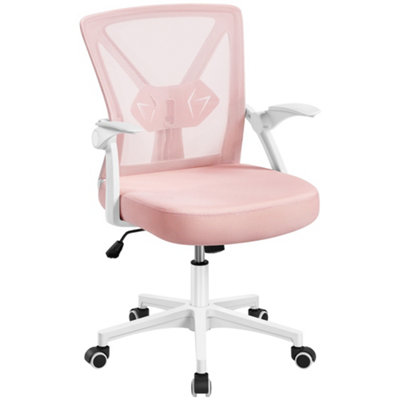 Yaheetech Mesh Office Chair with 90-degree Flip-up Armrests and Adjustable Lumbar Support - Pink