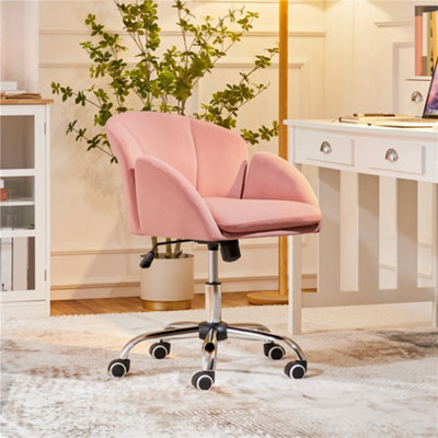 Yaheetech Modern Desk Chair for Home Office Makeup - Pink / Velvet