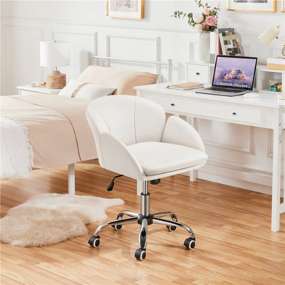 Yaheetech Modern Desk Chair for Home Office Makeup - White / Faux Leather
