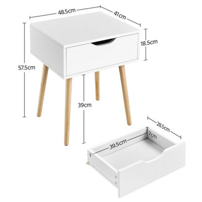 Yaheetech Modern End Table Nightstand with Drawer White