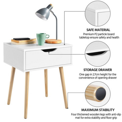 Yaheetech Modern End Table Nightstand with Drawer White