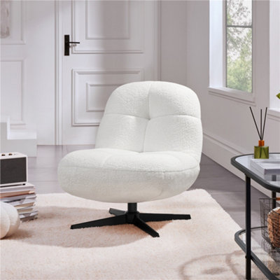 Yaheetech Modern Swivel Lounge Chair Upholstered Reading Chair White