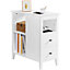 Yaheetech Narrow White Bedside Table Nightstand with 2 Drawers 3 Shelves