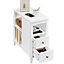 Yaheetech Narrow White Bedside Table Nightstand with 2 Drawers 3 Shelves