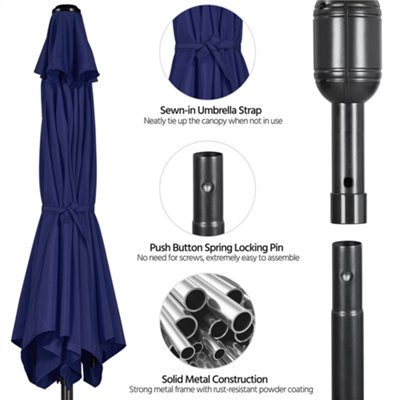 Yaheetech Navy Blue 2.3m Tiltable Patio Parasol Market Umbrella with Crank