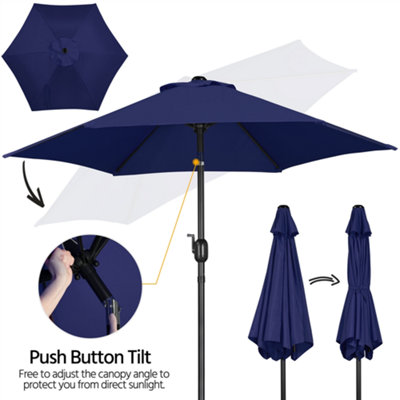 Yaheetech Navy Blue 2.3m Tiltable Patio Parasol Market Umbrella with Crank - 5