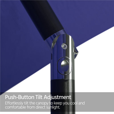 Yaheetech Navy Blue 2.3m Tiltable Patio Parasol Market Umbrella with Crank - 6