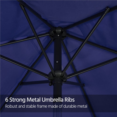 Yaheetech Navy Blue 2.3m Tiltable Patio Parasol Market Umbrella with Crank - 7