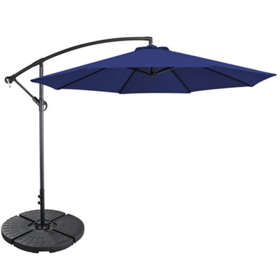 Yaheetech Navy Blue 3m Patio Offset Umbrella Outdoor Parasol with Crank - 8
