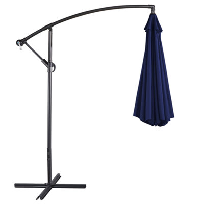 Yaheetech Navy Blue 3m Patio Offset Umbrella Outdoor Parasol with Crank - 9