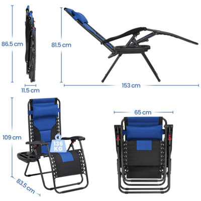 Yaheetech Navy Blue/Black 2pcs Padded Outdoor Zero Gravity Chair - 3