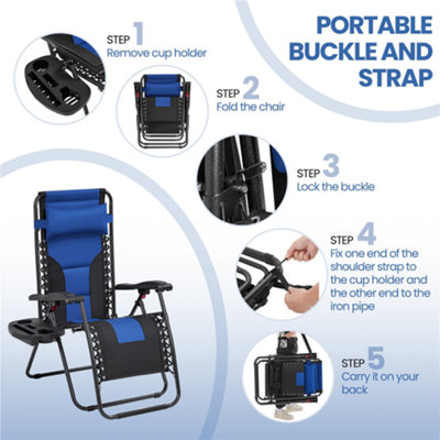 Yaheetech Navy Blue/Black 2pcs Padded Outdoor Zero Gravity Chair - 4