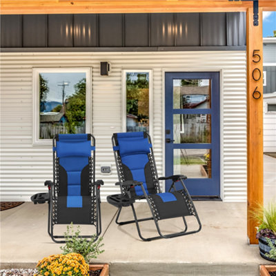 Yaheetech Navy Blue/Black 2pcs Padded Outdoor Zero Gravity Chair - 7
